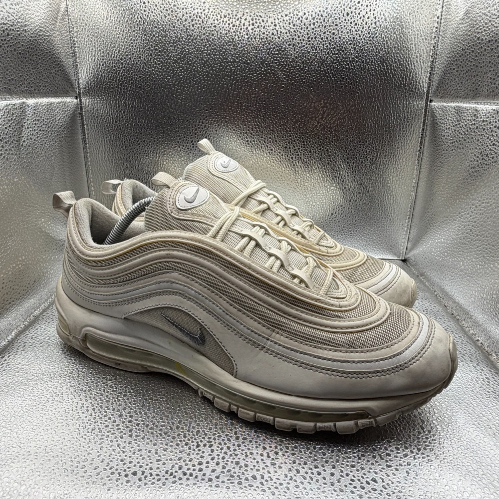 Size 10.5 Nike Air Max‎ 97 Triple White Wolf Mens Athletic Sneakers 921826-101
